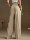 Versatile straight-leg floor-length suit pants