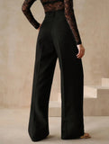 Versatile straight-leg floor-length suit pants