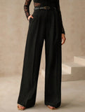 Versatile straight-leg floor-length suit pants