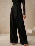 Versatile straight-leg floor-length suit pants