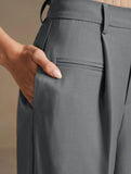 Versatile straight-leg floor-length suit pants