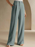 Versatile straight-leg floor-length suit pants
