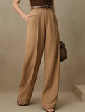 Versatile straight-leg floor-length suit pants