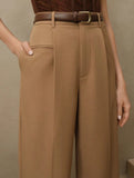 Versatile straight-leg floor-length suit pants