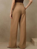 Versatile straight-leg floor-length suit pants