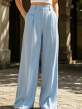 Versatile straight-leg floor-length suit pants