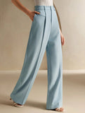 Versatile straight-leg floor-length suit pants