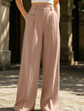 Versatile straight-leg floor-length suit pants