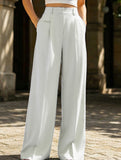 Versatile straight-leg floor-length suit pants