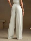 Versatile straight-leg floor-length suit pants