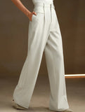 Versatile straight-leg floor-length suit pants