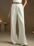 Versatile straight-leg floor-length suit pants