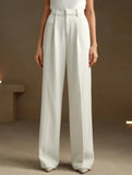 Versatile straight-leg floor-length suit pants