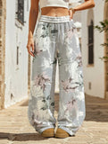 Casual floor-length loose high-waisted wide-leg pants
