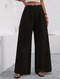 Stylish high-waisted wide-leg trousers for commuting