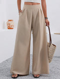 Stylish high-waisted wide-leg trousers for commuting