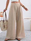 Stylish high-waisted wide-leg trousers for commuting