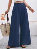 Stylish high-waisted wide-leg trousers for commuting