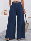 Stylish high-waisted wide-leg trousers for commuting