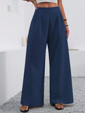 Stylish high-waisted wide-leg trousers for commuting