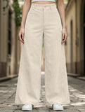 Lazy-style vertical striped wide-leg pants