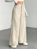 Lazy-style vertical striped wide-leg pants
