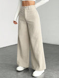 Lazy-style vertical striped wide-leg pants