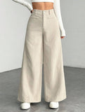 Lazy-style vertical striped wide-leg pants