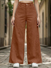 Lazy-style vertical striped wide-leg pants