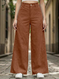 Lazy-style vertical striped wide-leg pants