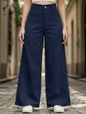 Lazy-style vertical striped wide-leg pants