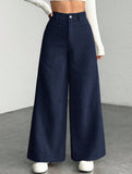Lazy-style vertical striped wide-leg pants
