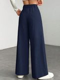 Lazy-style vertical striped wide-leg pants