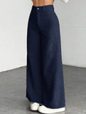 Lazy-style vertical striped wide-leg pants
