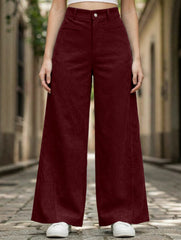 Lazy-style vertical striped wide-leg pants