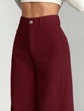 Lazy-style vertical striped wide-leg pants
