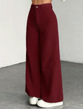 Lazy-style vertical striped wide-leg pants