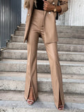 Slim-fit sexy casual split leather pants for women