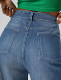 Casual rolled-up wide-leg jeans