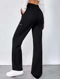 High-waisted, zippered, loose-fitting, straight-leg, floor-length trousers