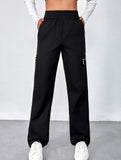 High-waisted, zippered, loose-fitting, straight-leg, floor-length trousers