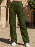 High-waisted, zippered, loose-fitting, straight-leg, floor-length trousers