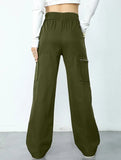 High-waisted, zippered, loose-fitting, straight-leg, floor-length trousers