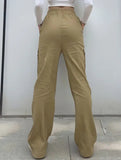 High-waisted, zippered, loose-fitting, straight-leg, floor-length trousers
