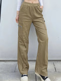 High-waisted, zippered, loose-fitting, straight-leg, floor-length trousers