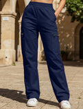 High-waisted, zippered, loose-fitting, straight-leg, floor-length trousers