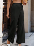 Women's high-waisted straight-leg suit pants with irregular patchwork design