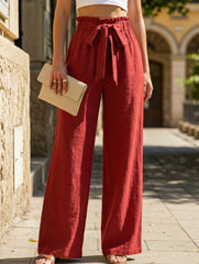 High-waisted, loose-fitting casual pants for women