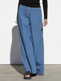 Elastic Waist Wide Leg Vintage Denim Pants_CWBLP01460