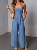 Solid Casual Vintage Suspender Pants